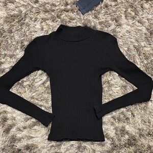 Brandy Melville Black Ribbed Long Sleeve Tee